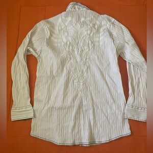 Roar Shirt Mens XL White Long Sleeve Button Up Stretch Embroidered Y2K Classic